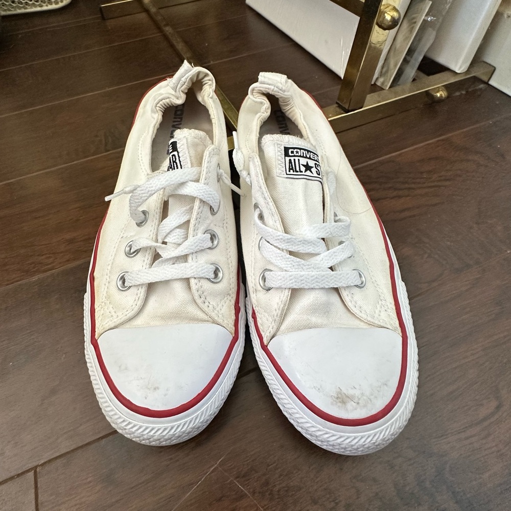 Converse White and Red Canvas Sneakers Casual Slip-On